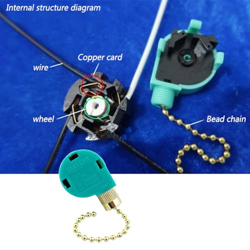 Image of Ceiling Fan Pull Chain Switch 3 Speed 4 Wire Zing Ear ZE-268S6 Ceiling Fan Pull Chain Cord Switch Replacement for Ceiling Fans,Wall Lamps,Cabinet Light (Golden Pull Chain)