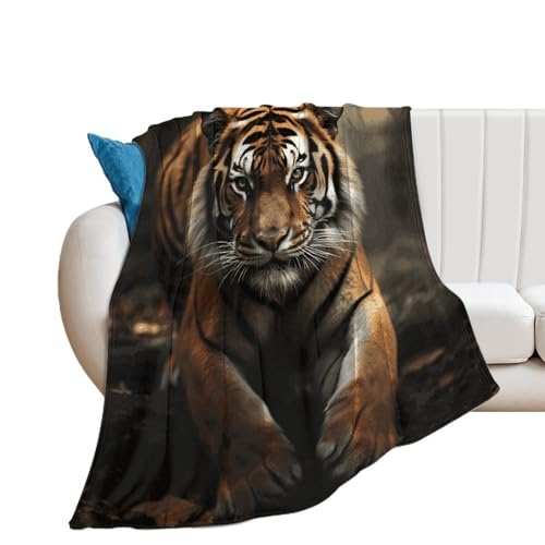 Couverture de luxe tigre pour lit et canapé en microfibre