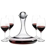 Ravenscroft Crystal | European-Made Decanter Gift Set |1 Handblown Decanter with Stopper (65 Fl Oz) and 4 Wine Glasses (21 Oz) | 100% Lead-Free Crystal