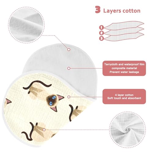 Burbuja Siamese Cats Muslin Baby Burp Cloths, Soft & Absorbent Cotton Burping Rags for Newborn Boys & Girls, 2 Pack3