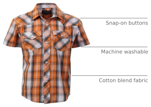 Image of Gioberti Boys Casual Western Plaid Pearl Snap-on Buttons Short Sleeve Shirt