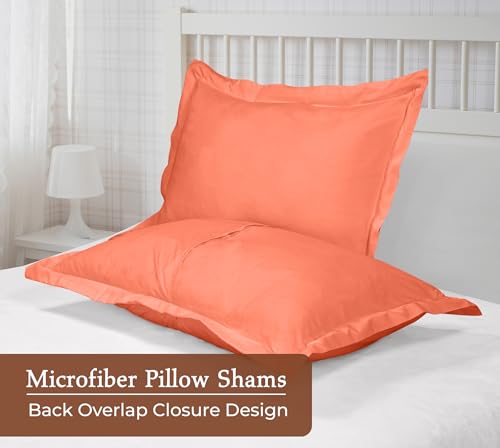 Image of Royale Linens Pillow Shams 2 Pack King Size 20x36 Inch - Brushed 1800 Microfiber - Bed Pillow Shams, Wrinkle Resistant Super Soft and Cozy - Back Overlap Closure - Oxford Pillowcase (King, Coral)