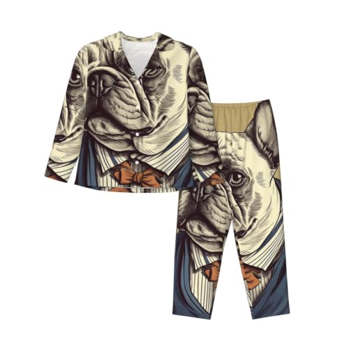 Pyjama classique boutonné noir 3 pièces thermorégulateur avec gilet