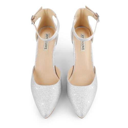 Image of JOY IN LOVE Closed Toe Heels Pumps for Women 3IN Stiletto Pointed Toe Ankle Strap Heels