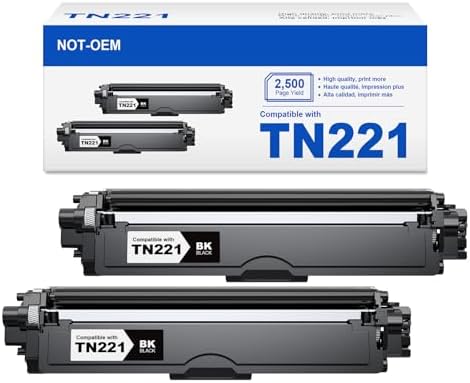 [2 Black] TN221BK TN-221BK Toner Cartridge Compatible Replacement for TN221BK TN221 BK Use with MFC-9130CW MFC-9330CDW MFC-9340CDW HL-3140CW HL-3150CDN HL-3170CDW HL-3180CDW Printer Toner