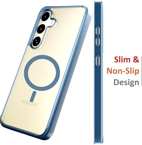 Image of Case for Samsung Galaxy S25 Plus with Mag-Safe, [Anti-Yellowing Technology] [Military Grade Drop Protection] Shockproof Slim Hybrid Phone Case for Samsung Galaxy S25 Plus 5G - Indigo Blue