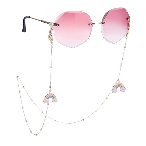 LIKGREAT Maskenkette Brillenkette Perlen Brillenkette Halter Strap Obst Sonnenbrille Kette Gold Brillenkette Lanyard Brillenband Halskette für Frauen - Regenbogen