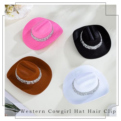 Pinza para cabello mini sombrero vaquero con rhinestones miniatura 5