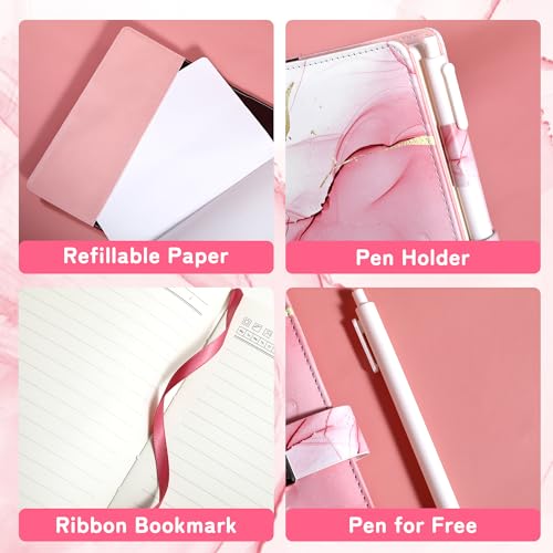 Image of CAGIE Diary with Lock for Girls, A5 Password Refillable Lined Journal Kit Locked Diary, Cute Stuff Christmas Birthday Gifts for Girls 6 7 8 9 10 11 12 13 14 Year Old Girl Toys, Teen Girl Gifts, Pink