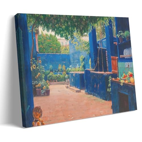 Affiche Santiago Rusiñol La Cour Bleue reproduction dart avec cadre 60x90cm
