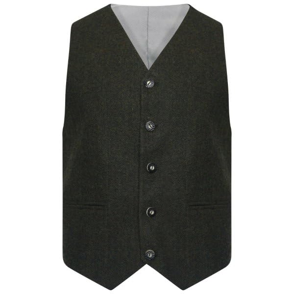 Scottish Men's Olive Green Tweed kilt jacket With 5 Button Vest4