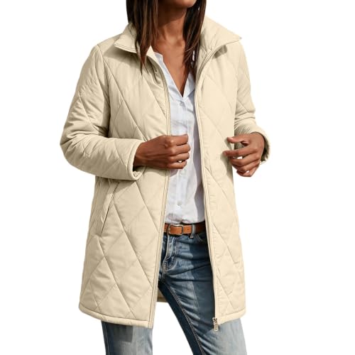 Quilted Jackets for Women Lightwight Fall Winter Mid Length Padded Coats - image 7