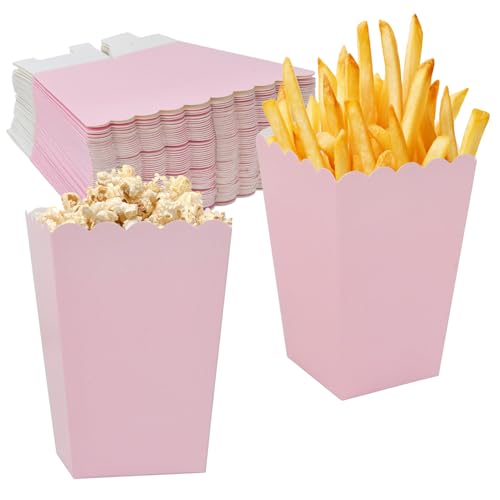 Lot de 50 Petite Popcorn Boîtes, Boîtes à Popcorn Rose, Carton Bonbon Conteneuren, Petits Seaux Popcorn pour Fête d'anniversaire, Mariage, Soirées...