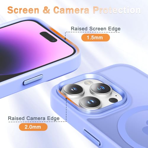 Image of for iPhone 14 Pro Max Case, Matte Magnetic Phone Case, Lavender Purple | Fit for Magsafe, Screen Protector Included, Translucent Frosted Slim Shockproof Protective Cover