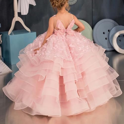 Flower Girl Dresses for Wedding 3D Butterfly Applique Pageant Dresses for Girls Tulle Girls Flower Girl Dress3