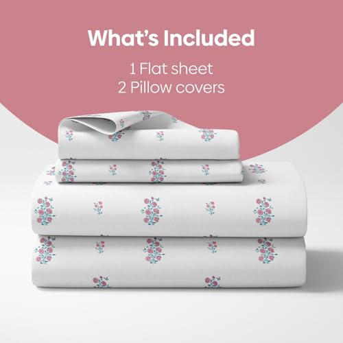 Image of Haus & Kinder Elastic Fitted Double Bed Bedsheet | 100% Combed Cotton 186 TC Bedsheets for Queen Size Bed | 60 X 78 X 10 Inches Elastic Bed Sheet with 2 Pillow Covers - Festive Harmony