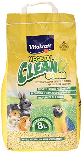 Vitakraft - Vegetal Clean Corn, Lecho Higiénico de Mazorcas de Maíz para Pequeños Animales - 8L