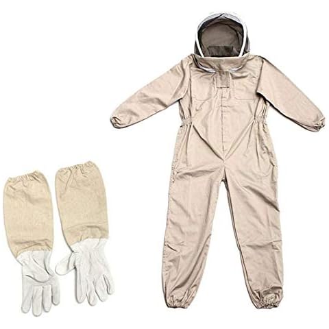 Beekeeping Suit Full Body, Beekeeper Equipment Professional Beekeeping Protective Jacket, Bee Insect Feeding Supplies with Protective Supporting Veil Hood and Beekeeping Gloves,L Cover