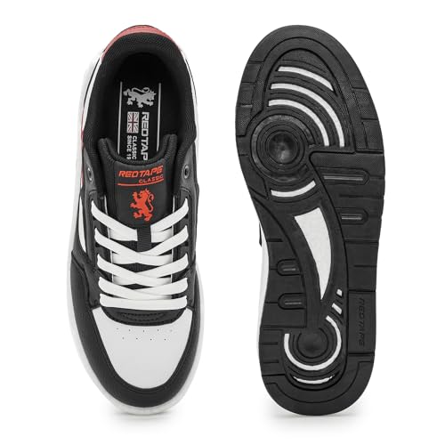 Image of Red Tape Men's Sneakers Black Red Pu Round Toe Lace-Up