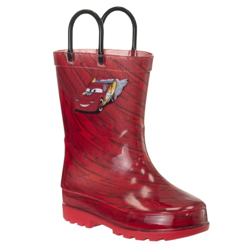 Josmo Kids Boys Girls Character Boots Waterproof Rubber Rainboots, Red, US 7-8 Unisex Toddler