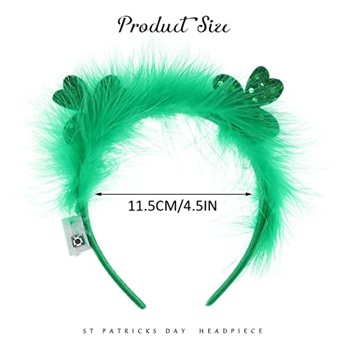 Cakure Led Green Feather Headband St'patrick's Day Shamrock Hairbands Light Up Hair Hoop Festivel Party Headwear Hair Accessories For Women And Girls #TOP2