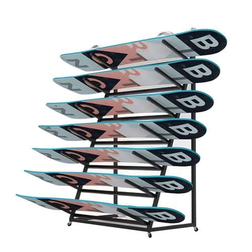 Freestanding Metal Snowboard & Ski Storage Rack - Garage & Home Gym Organizer, Adjustable 4/5/6 Layer Holder (90x50x67 cm) - Space-Saving Design for