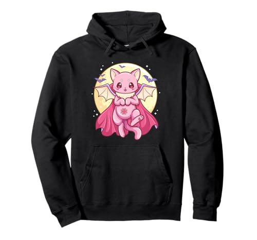 Kawaii Pastel Goth chauve-souris effrayant chat Sweat à Capuche