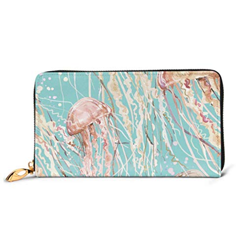 Preisvergleich Produktbild JHGFG Mode Handtasche Reißverschluss Brieftasche Quallen Muster Telefon Clutch Geldbörse Abendkupplung Blocking Leder Brieftasche Multi Card Organizer