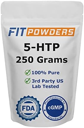 FitPowders 5-HTP Powder (Pure) 250 Grams (Multiple Sizes) Non-GMO, Serotonin, Mood Boosting Supplement