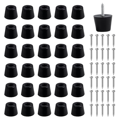 SPDYCESS 30 PCS Round Furniture Rubber Feet Bumpers with Matching Screws