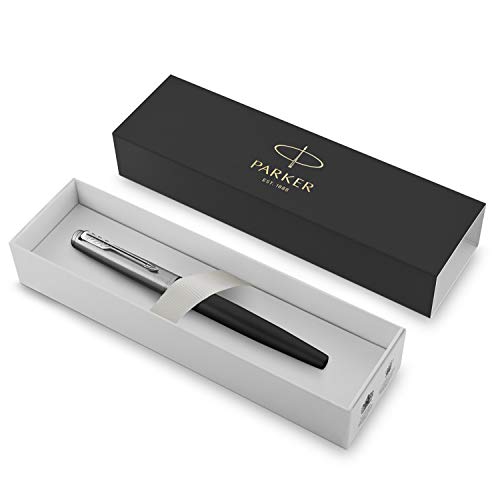 Parker Rollerball Pen, Jotter Bond Street Rollerball Pen, Chrome Trim, Fine Tip, Black #TOP2