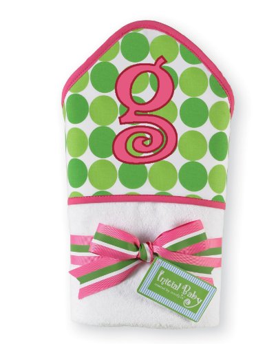 Image of Baby Girl Pink Initial Hooded Terry Towel, Letter G