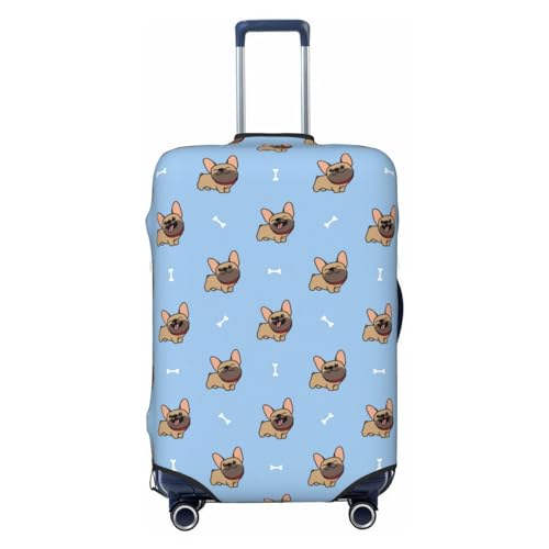 Brown French Bulldog Luggage Cover Protector Anti-Scratch Washable Fits 18-32 Inch Luggage-Small