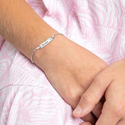 925 Sterling Silver Traditional Tag Identification Bracelet With Engraved Star for Little Girls and Boys - Star Shaped Personalized Engraved Bracelet for Children - Custom Bracelets for Kids Birthday2