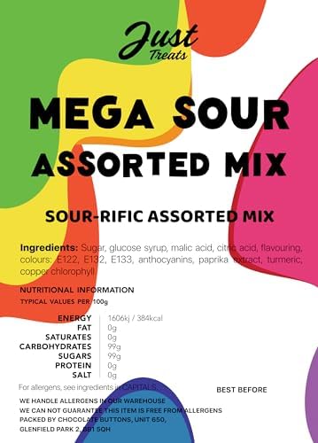 Just Treats Mega Sour Assorted Mix 500g Share Bag