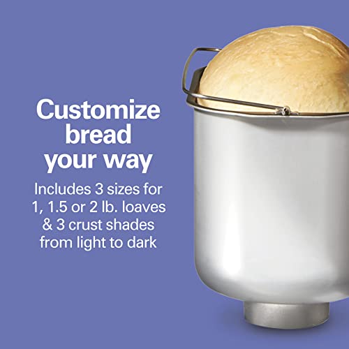 Image of Hamilton Beach Automatic Bread Maker Machine, Digital, Programmable, 12 Settings + Gluten Free, PFAS-Free Nonstick Pan + Kneading Paddle, 2 lb Capacity, Black