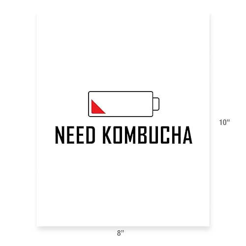 Miniatura 2 de Low Battery Need Kombucha Wall Art Print for Funny Home Decor (8" x 10" Unframed on Premium Fine Art Matte Paper)