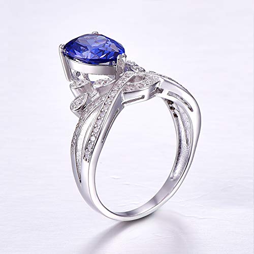 925 Sterling Silver Rings for Women, Tiara Engagement Ring, Simulated Ruby Spinel Crown Promise Ring for Her3