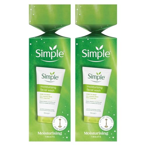 Simple Gift Set Moisturising Treats Face Wash 150ml- 2 Pack, Gentle Skincare Cleanser for Sensitive Skin Daily Hydration with Pro-Vitamin B5 and Vitamin E Soap-Free Non-Irritating Formula