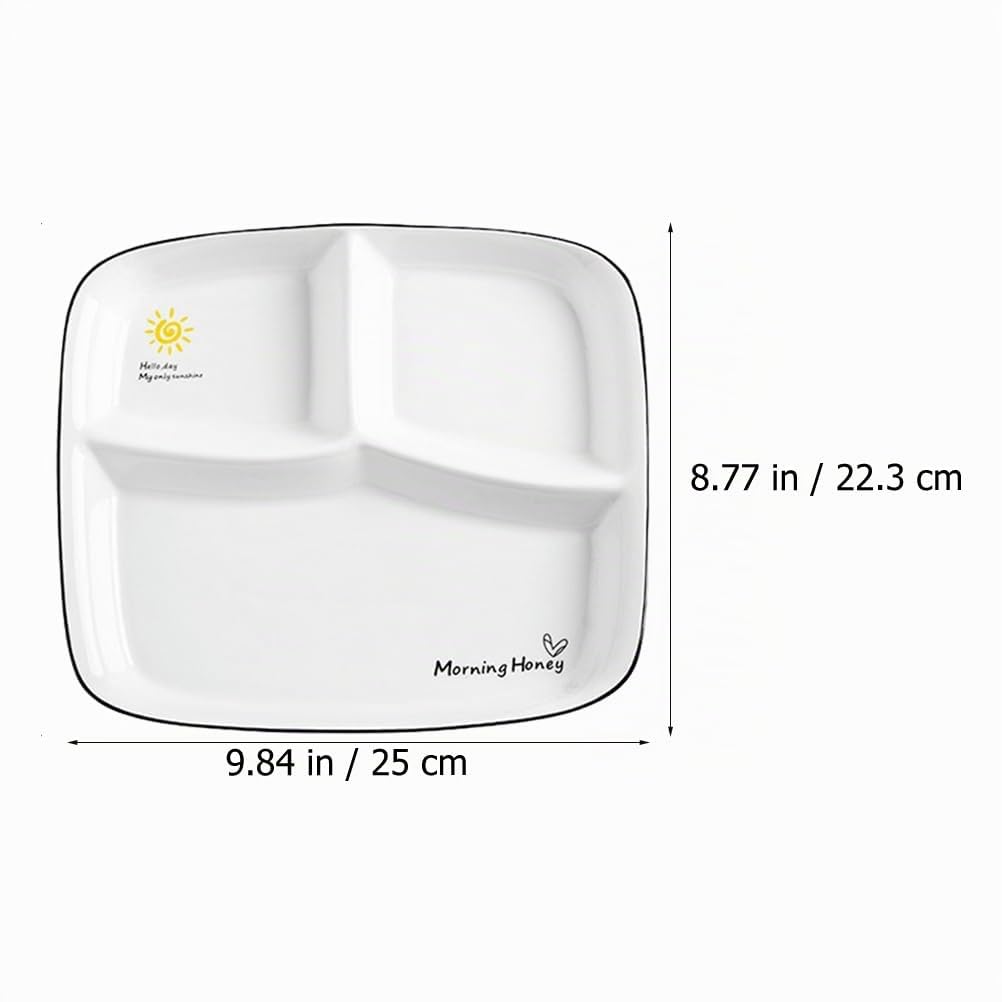 Assiette à petit-déjeuner en céramique avec compartiments – Assiette triple de 25,4 cm pour adultes, assiette divisée en porcelaine pour la maison, les restaurants, les hôtels