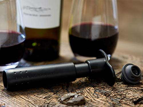 Le Creuset WA-137 Wijnaccessoires, wijnpomp en 3 kunststof wijnstoppers, zwart - Image 3