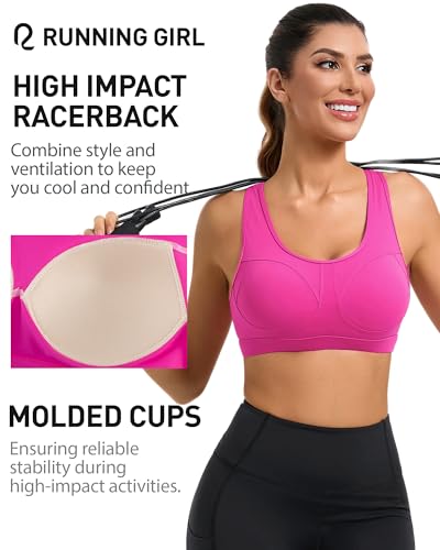 Image of RUNNING GIRL Sports Bras for Women High Support Moulded Cup High Impact Sports Bras Racerback Workout Running Yoga Bra