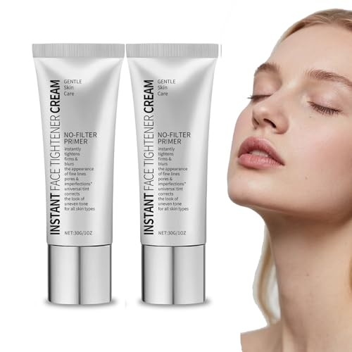 Prebase sin filtro para tensor facial instantáneo, sin brocha, crema reafirmante temporal para apretar los ojos para bolsas debajo de los ojos, prebase para difuminar el rostro (2pcs)