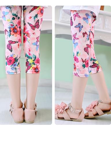 Kiench Girls Capri Leggings Summer Cropped 3/4 Pants Pattern4