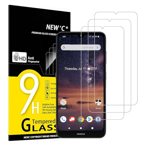 NEW'C 3 Piezas, Protector Pantalla para Nokia 3 V, Cristal templado, Sin Burbujas, Dureza 9H, 0.33 mm Ultra Transparente, Ultra Resistente