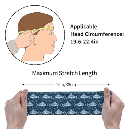 Manqinf Shark Animal Headbands Non Slip Sweatband Fashion Summer Hair Bands For Tennis,Basketball,Running,Gym,Working Out thumb #4