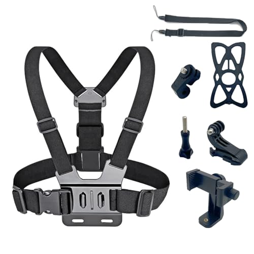 SIGANDG Arnés Teléfono Móvil Pecho de Soporte Correa Chest Mount Harness, Arnés de Pecho para Cámaras de Acción Compatible con iPhone Samsung GoPro dji Osmo Cámaras de Acción POV/VLOG