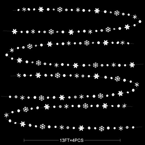 Image of pinkblume 52Ft Winter Wonderland Party Decorations White Snowflake Garland Metallic Glitter Snowflakes Streamer for Winter Onderland Christmas Frozen Birthday Wedding Baby Bridal Shower Party Supplies
