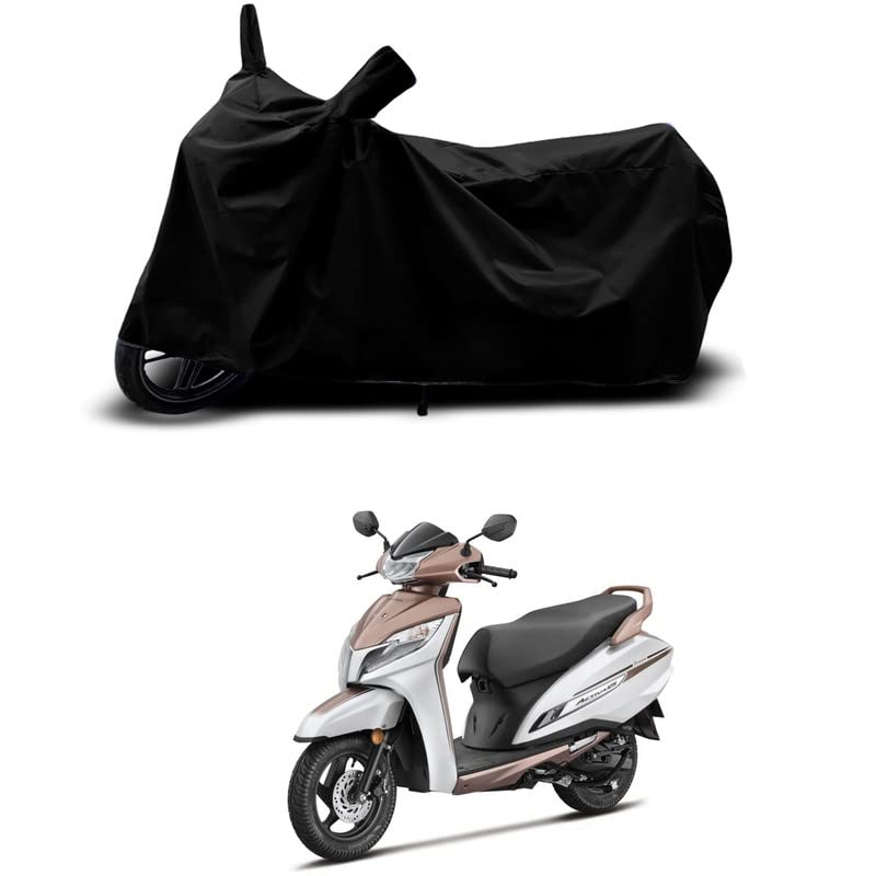 Image of 100% Scratchproof /UV-Rays /Heat Protection /Birds Dropping /Water Resistant /Dust Proof /Waterproof /Bike Scooty Two Wheeler Body Cover Compatible for Honda Activa Prem 6G All Varients[Black]