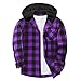 Boys Flannel Hoodie Shirts Plaid Button Down Jackets Long Sleeve Stylish Blouse Fall Winter Casual Tops with Pocket Purple